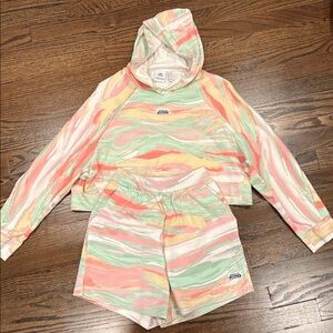 Adidas Women Pastel Marble Stripe Sweater/shorts set size XS